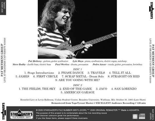 PAT METHENY GROUP / LIVE AT BRANDEIS UNIVERSITY 831030 (2CDR)