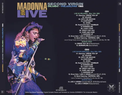 MADONNA / SECOND VIRGIN THE VIRGIN TOUR LIVE ORLANDO + PHILADELPHIA 1985 (2CD) STEREO SOUNDBOARD