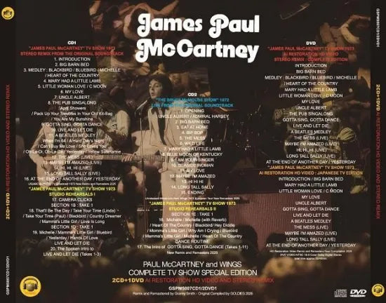 PAUL McCARTNEY & WINGS / JAMES PAUL McCARTNEY COMPLETE TV SHOW SPECIAL EDITION (2CD+1DVD)