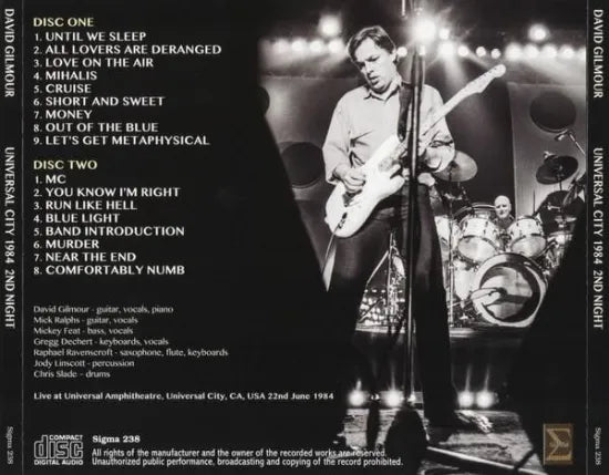 DAVID GILMOUR / UNIVERSAL CITY 1984 2nd NIGHT (2CD)