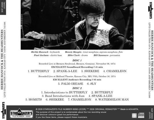HERBIE HANCOCK & THE HEADHUNTERS / LIVE COLLECTION 1974 KANSAS CITY 741016 & BREMEN 741106 (2CDR)