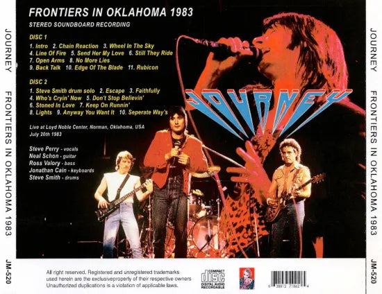 JOURNEY / FRONTIERS IN OKLAHOMA 1983 STEREO SOUNDBOARD (2CDR JOURNEY / FRONTIERS IN OKLAHOMA 1983 STEREO SOUNDBOARD (2CDR