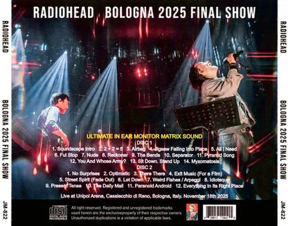 RADIOHEAD / BOLOGNA 2025 FINAL SHOW ULTIMATE IEM MATRIX SOUND (2CDR)