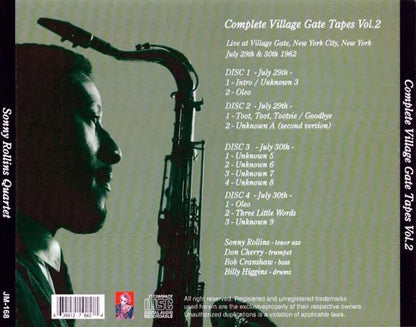 Sonny Rollins Quartet / Complete Village Gate Tapes 1962 Vol.1&2 (8CDR)