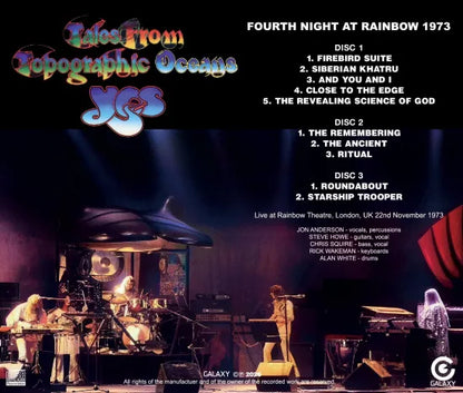 YES / FOURTH NIGHT AT RAINBOW 1973 TALES FROM TOPOGRAPHIC OCEANS TOUR (3CDR)