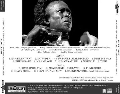 MILES DAVIS / NIVE JAZZ FESTIVAL 1988 FIRST DAY 2026 UPGRADE VERSION (2CDR)