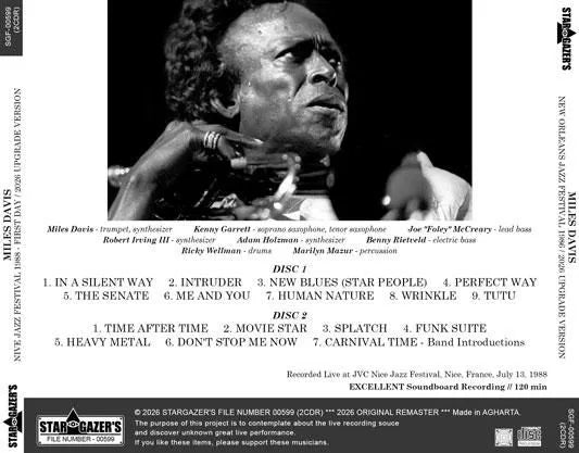 MILES DAVIS / NIVE JAZZ FESTIVAL 1988 FIRST DAY 2026 UPGRADE VERSION (2CDR)