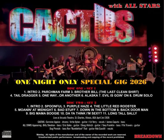 CACTUS with ALL STARS / ONE NIGHT ONLY SPECIAL GIG 2026 (2CDR)