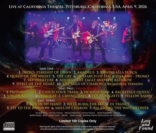 ULI JON ROTH / VIRGIN KILLER 50TH ANNIVERSARY TOUR OPENING NIGHT IN USA 2026 (3CDR)