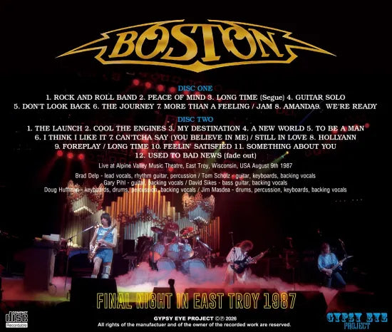 BOSTON / FINAL NIGHT IN EAST TROY 1987 SOUNDBOARD (2CDR)