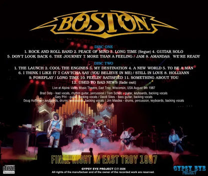 BOSTON / FINAL NIGHT IN EAST TROY 1987 SOUNDBOARD (2CDR)