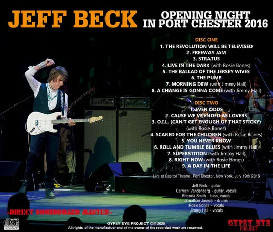 JEFF BECK / OPENING NIGHT IN PORT CHESTER 2016 SOUNDBOARD (2CDR)