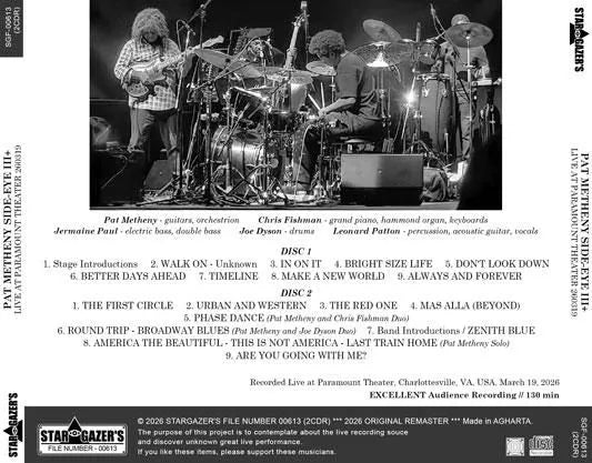 PAT METHENY SIDE-EYE III+ / LIVE AT PARAMOUNT THEATER 260319 (2CDR)