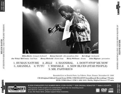 MILES DAVIS / AT ZENITH PARIS 891103 2026 UPGRADE VERSION (1CDR+1DVDR)
