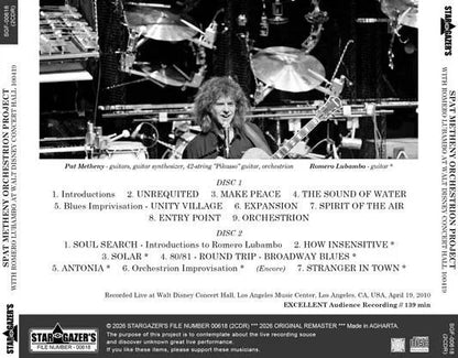 PAT METHENY ORCHESTRION PROJECT WITH ROMERO LUBAMBO / LIVE AT WALT DISNEY CONCERT HALL 100419 (2CDR)