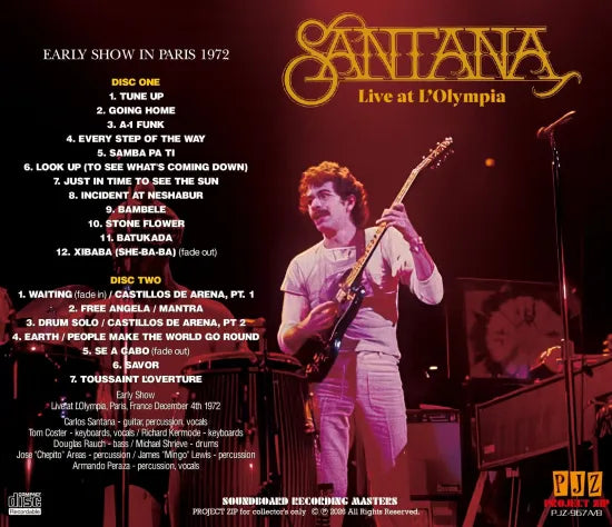 SANTANA / LIVE AT L'OYMPIA EARLY SHOW IN PARIS 1972 STEREO SOUNDBOARD (2CDR)