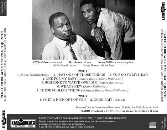 CLIFFORD BROWN & MAX ROACH QUINTET / LIVE IN NORFOLK, VIRGINIA 1956 - 2026 UPGRADE VERSION (2CDR)