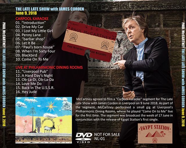 PAUL McCARTNEY / THE LATE LATE SHOW 2018 【DVD】