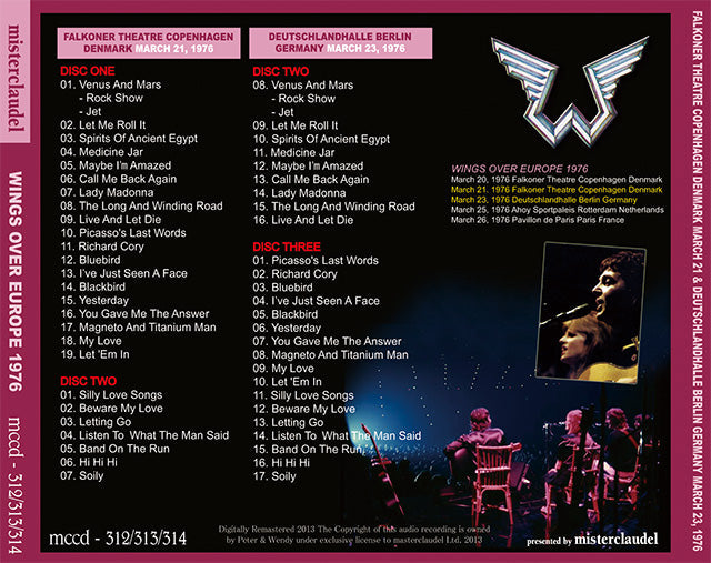 PAUL McCARTNEY / WINGS OVER EUROPE 1976 【3CD】