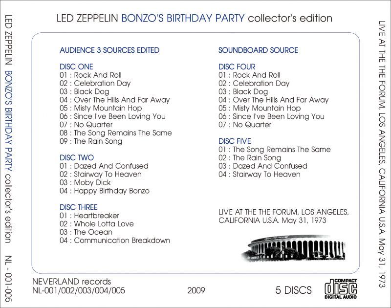 LED ZEPPELIN / BONZO'S BIRTHDAY PARTY collector's edition 【5CD】