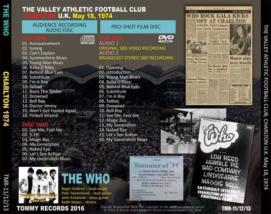 THE WHO / CHARLTON 1974 【2CD+DVD】