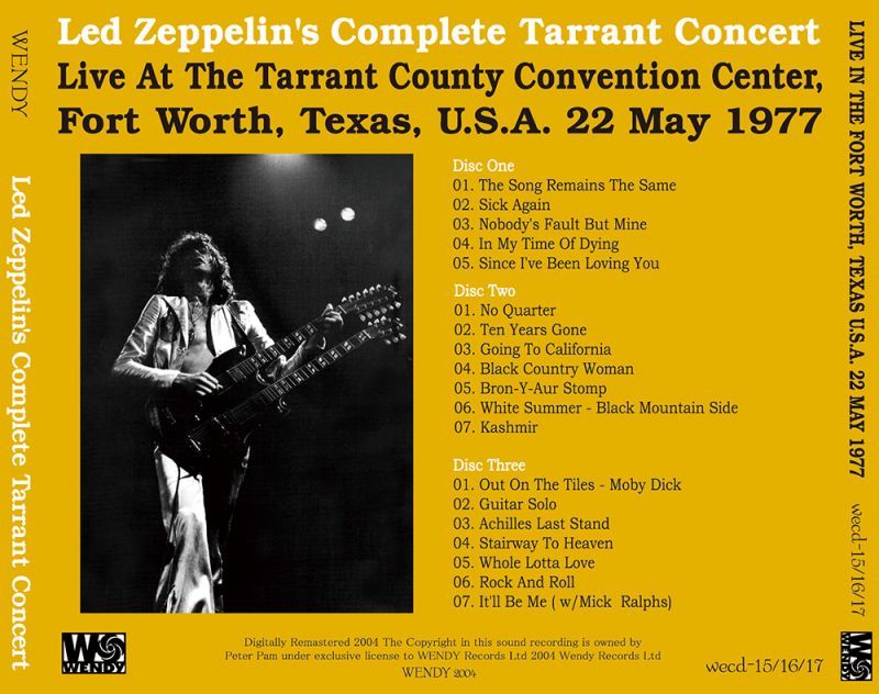 LED ZEPPELIN / COMPLETE TARRANT CONCERT 【3CD】