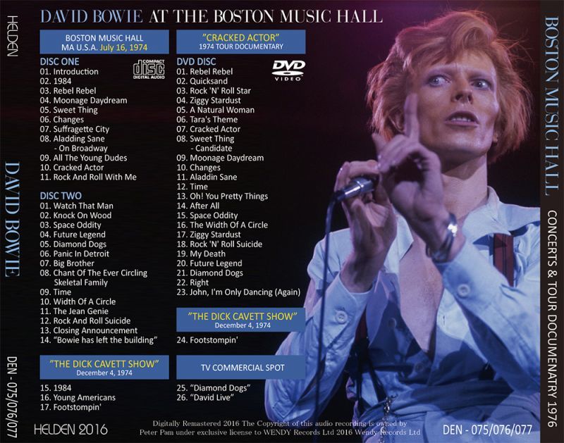 DAVID BOWIE / DAVID BOWIE AT THE BOSTON MUSIC HALL 1974 【2CD+DVD】