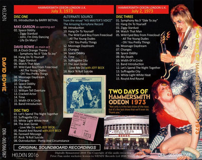 DAVID BOWIE / TWO DAYS OF HAMMERSMITH ODEON 1973 【3CD】