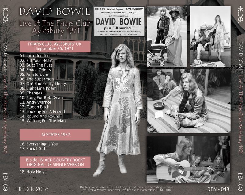 DAVID BOWIE / LIVE AT THE FRIARS CLUB AYLESBURY 1971 【1CD】