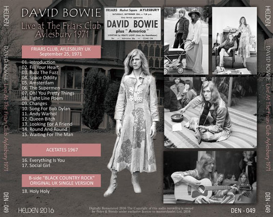 DAVID BOWIE / LIVE AT THE FRIARS CLUB AYLESBURY 1971 【1CD】