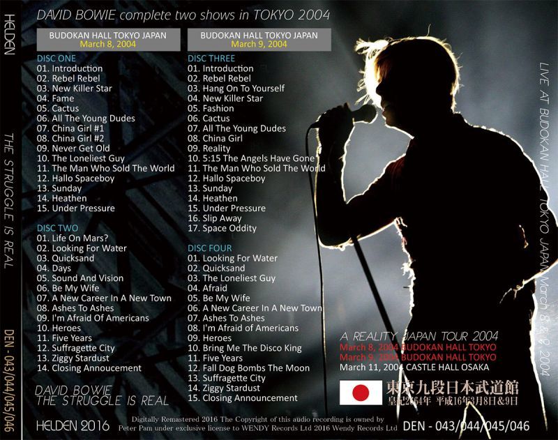 DAVID BOWIE / THE STRUGGLE IS REAL - BUDOKAN TWO SHOWS 2004 - 【4CD】