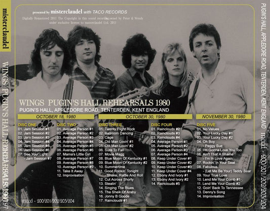 PAUL McCARTNEY / PUGIN'S HALL REHEARSALS 1980 【5CD】