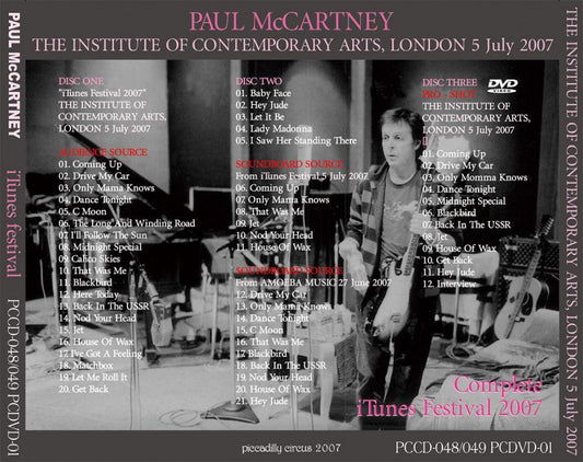 PAUL McCARTNEY / COMPLETE iTUNES FESTIVAL 2007 【2CD+1DVD】