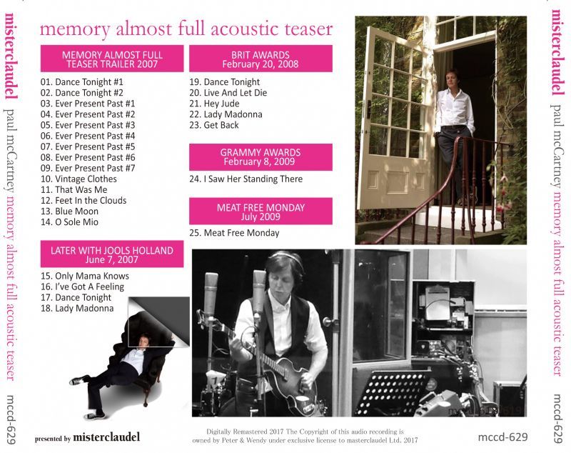 PAUL McCARTNEY / MEMORY ALMOST FULL ACOUSTIC TEASER 【1CD】