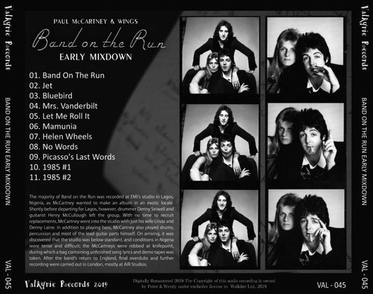 PAUL McCARTNEY / BAND ON THE RUN EARLY MIXDOWN 【1CD】