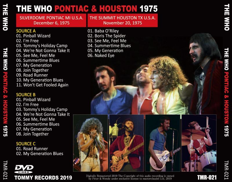 THE WHO / PONTIAC & HOUSTON 1975 Pro shot 1DVD