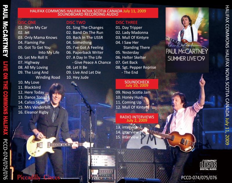 PAUL McCARTNEY 2009 LIVE ON THE COMMONS HALIFAX 3CD+2DVD