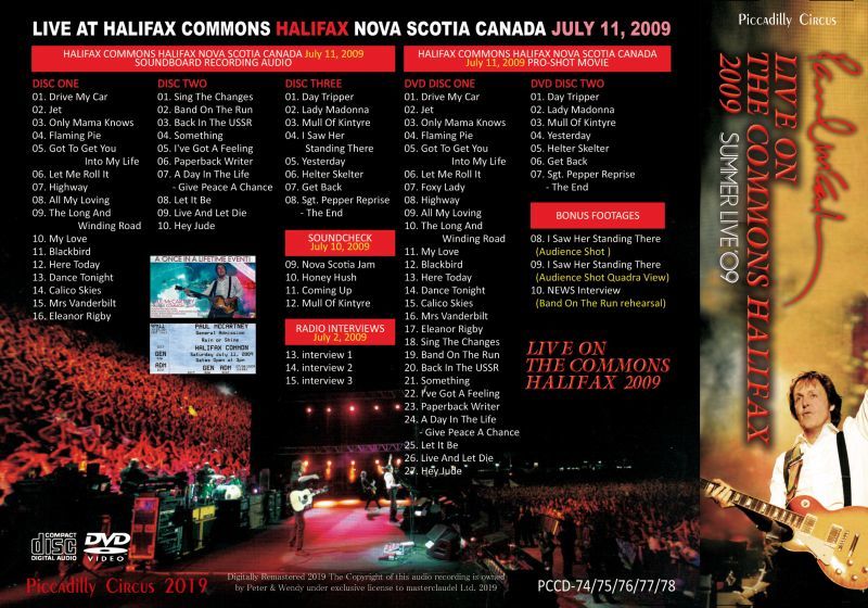 PAUL McCARTNEY 2009 LIVE ON THE COMMONS HALIFAX 3CD+2DVD