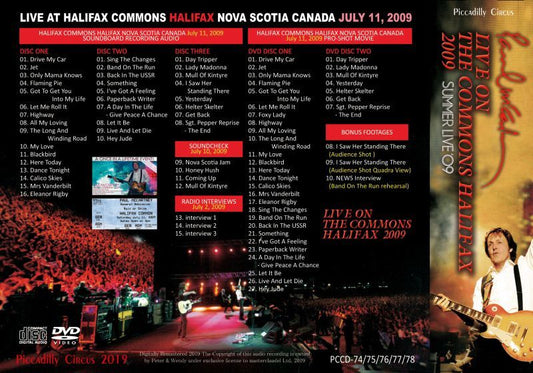 PAUL McCARTNEY 2009 LIVE ON THE COMMONS HALIFAX 3CD+2DVD