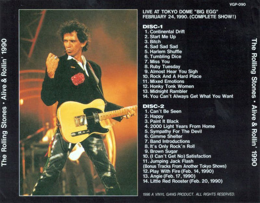 THE ROLLING STONES / STEEL WHEELS ALIVE AND ROLLIN 1990 VGP-090 ALIVE & ROLLIN'