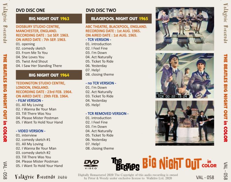 THE BEATLES BIG NIGHT OUT! 1963, 1964 and 1965 in COLOR 2DVD
