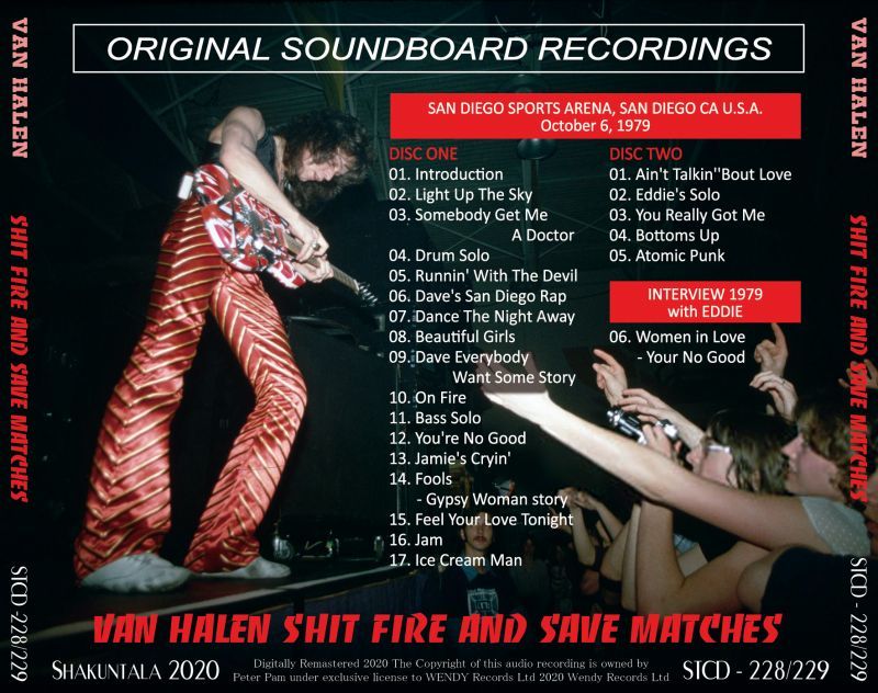 VAN HALEN 1979 SHIT FIRE AND SAVE MATCHES 2CD