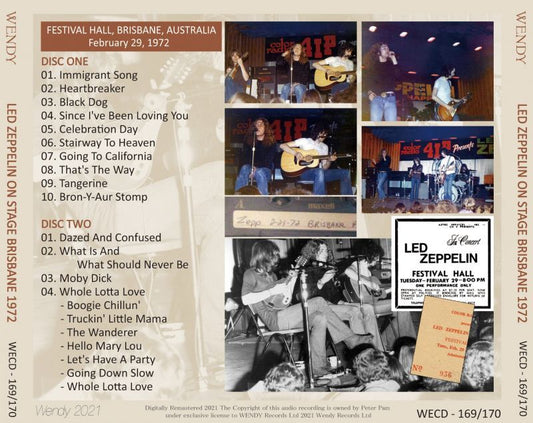 LED ZEPPELIN 1972 ON STAGE BRISBANE 2CD