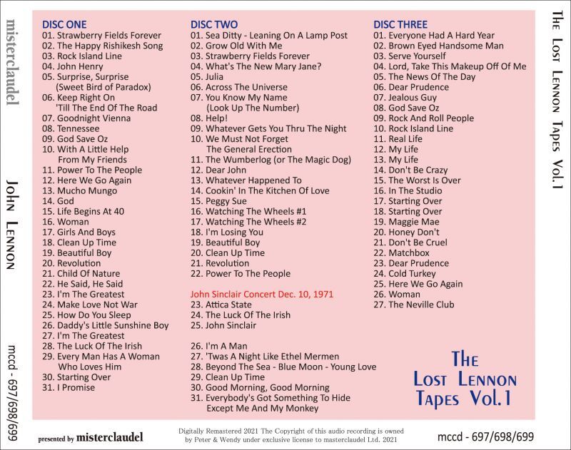 JOHN LENNON THE LOST LENNON TAPES VOL.1 3CD