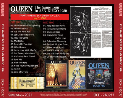 QUEEN 1980 THE GAME TOUR IN SAN DIEGO 2CD