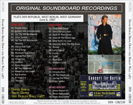 DAVID BOWIE / BRING DOWN THE BERLIN WALL 1987 (2CD)