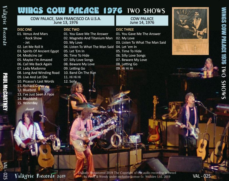 PAUL McCARTNEY / WINGS COW PALACE 1976 TWO SHOWS (3CD)