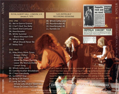 LED ZEPPELIN / HISTORICAL ROYAL ALBERT HALL 1970 (2CD)