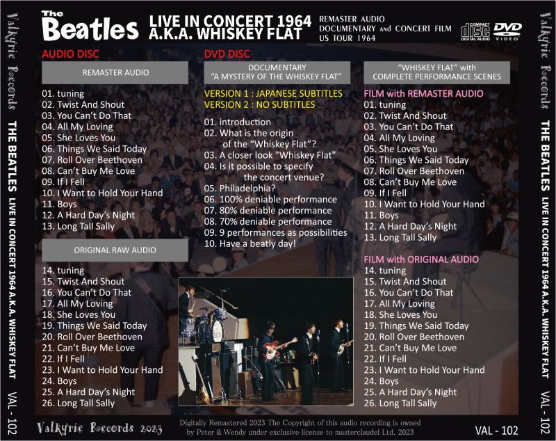 THE BEATLES / LIVE IN CONCERT 1964 A.K.A. WHISKEY FLAT (1CD+1DVD)