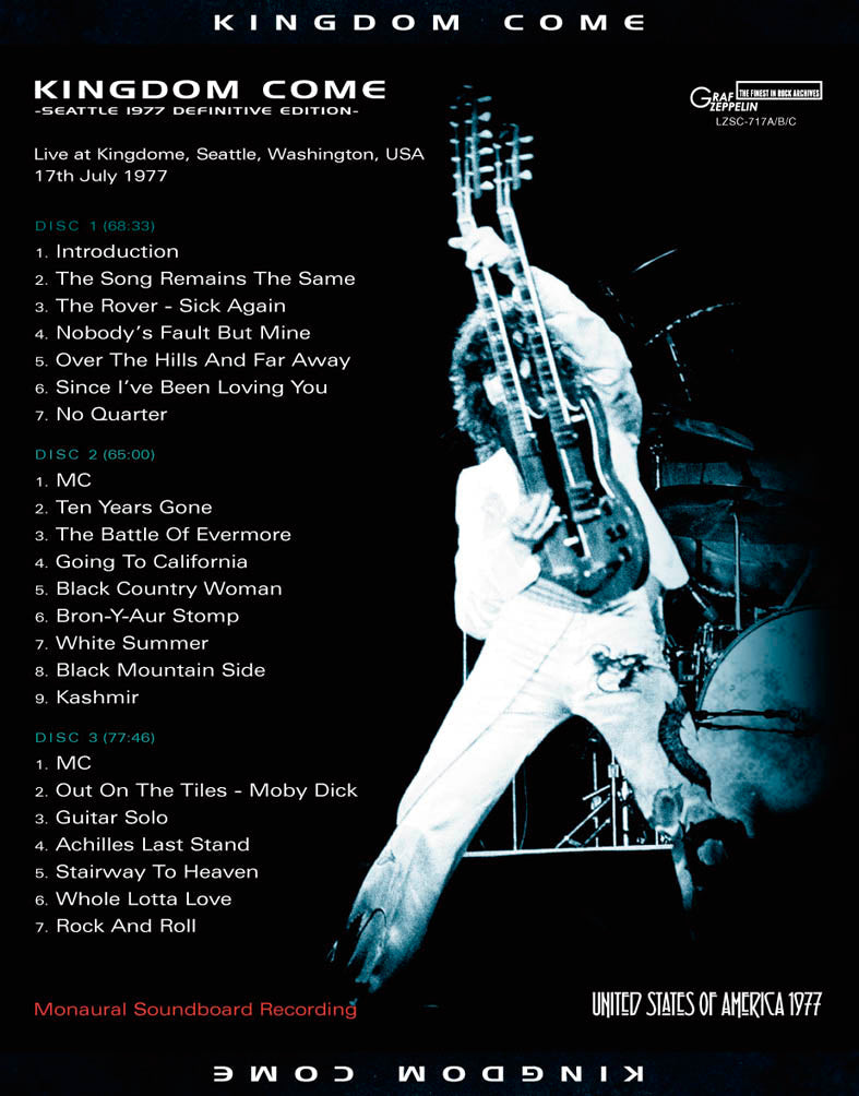 LED ZEPPELIN / KINGDOM COME SEATTLE 1977 DEFINITIVE EDITION Released in late November (3CD)